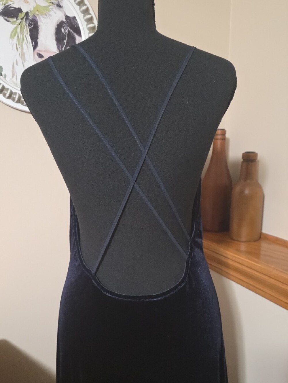 Navy Velvet Spaghetti-Strap Maxi Dress - Picture 4 of 10